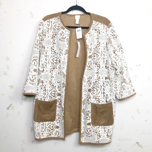 CHICO’S faux suede lace duster jacket - Picture 1 of 9